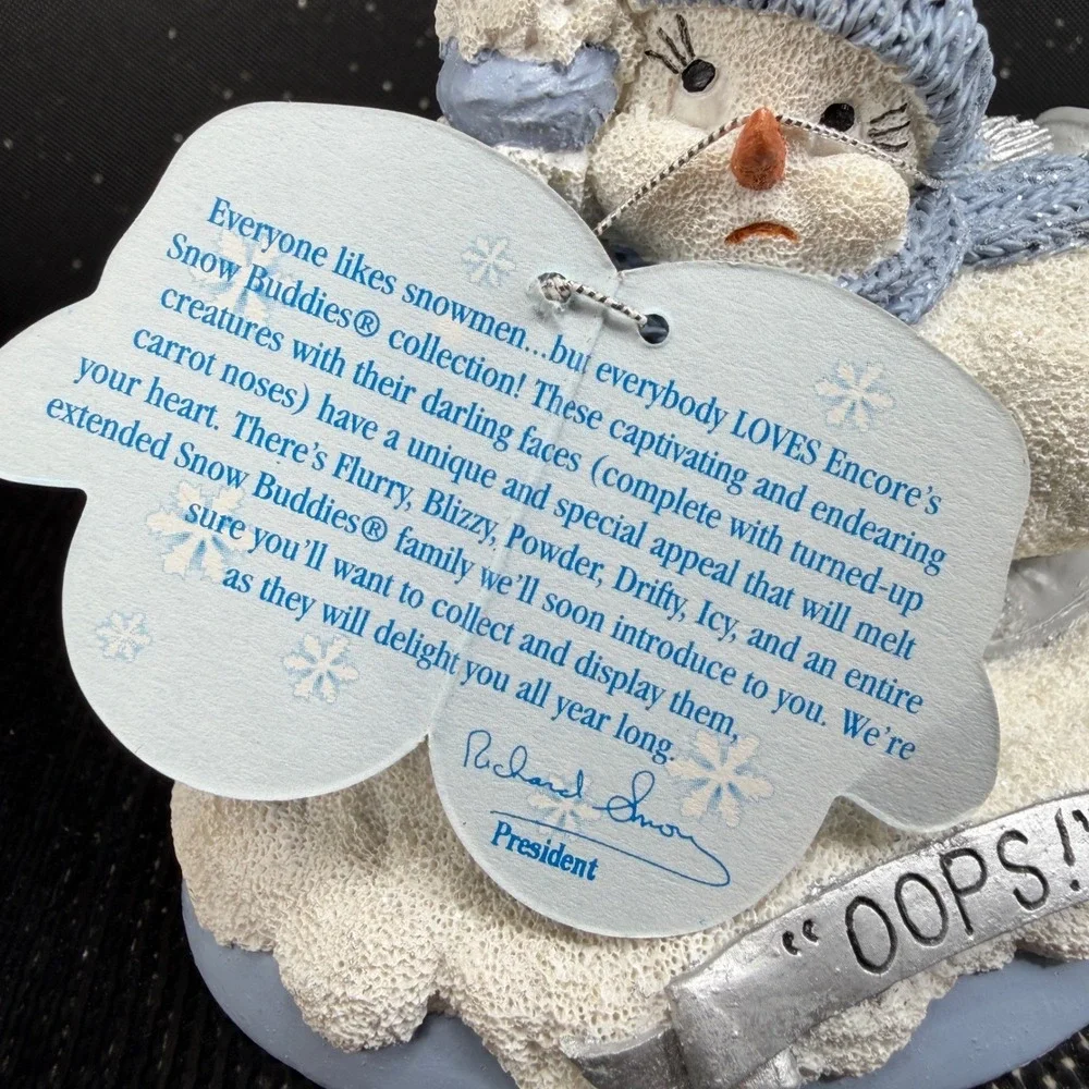 Snow Buddies Oops Snowman Ice Skating Figurine Encore Group Blue White 4in